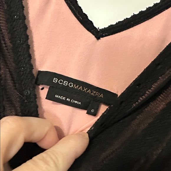 BCBGMaxAzria mesh floral beaded cocktail dress Sz 6 - Picture 7 of 11